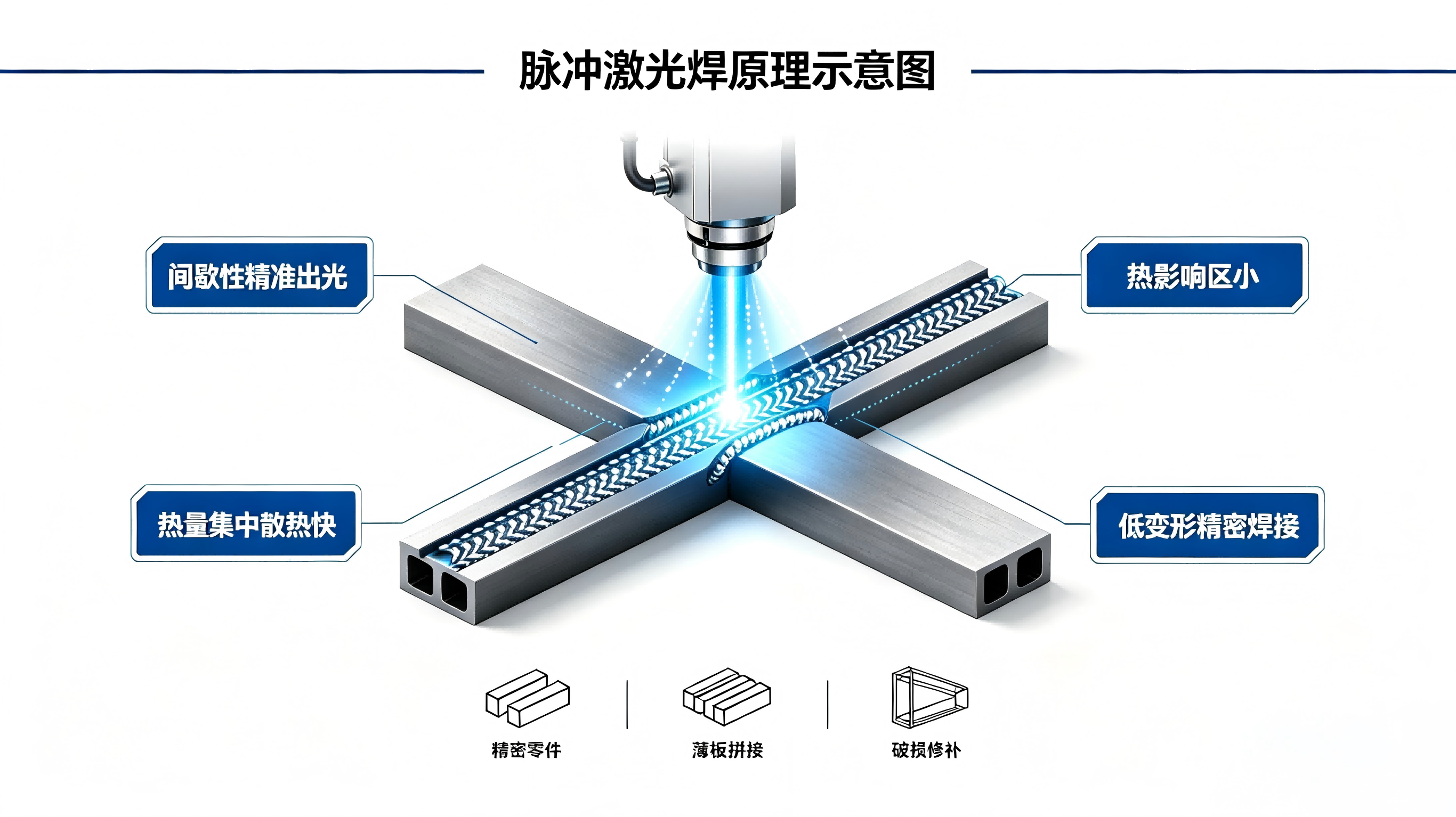 脉冲激光焊接原理示意图 脉冲激光焊接原理示意图